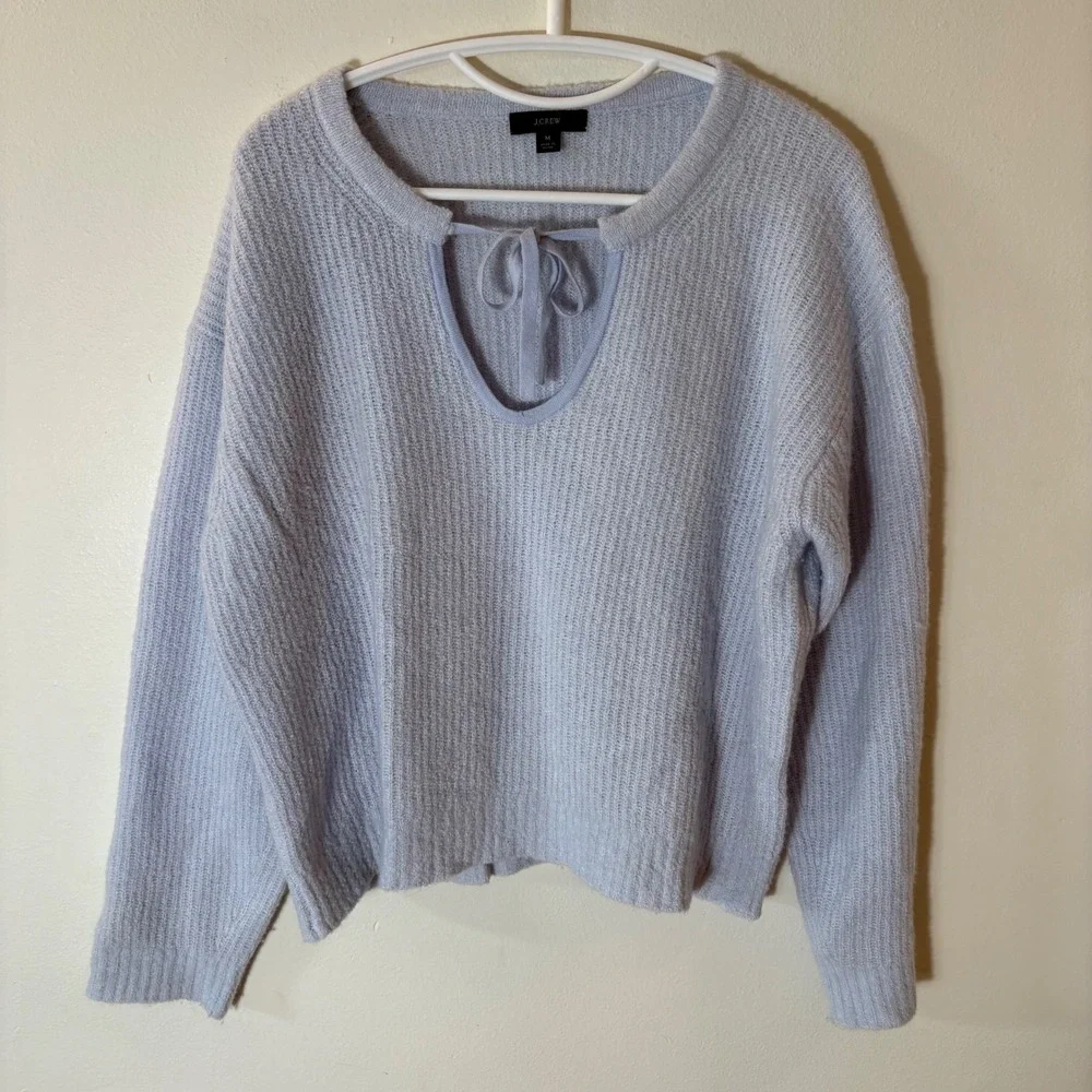 J. Crew Cashmere-Blend Bouclé Tie-Front Beach Sweater Size‎ Medium